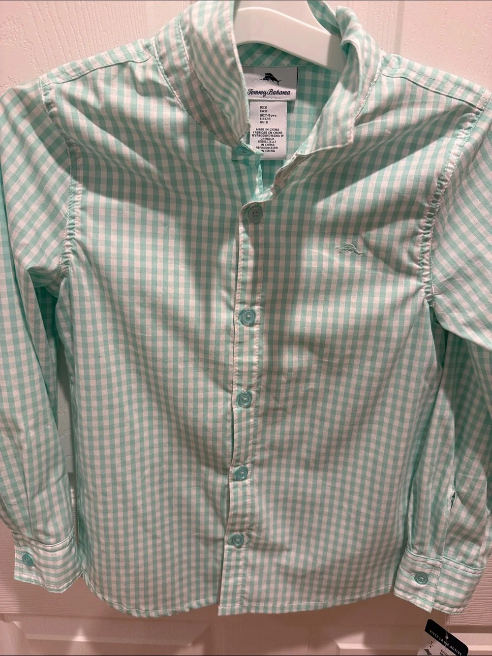 Tommy Bahama Boys' Mint Green Gingham Button-Down Shirt